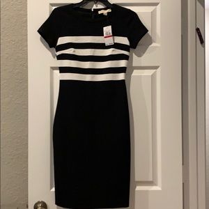 Michael Kors black and white midi dress
